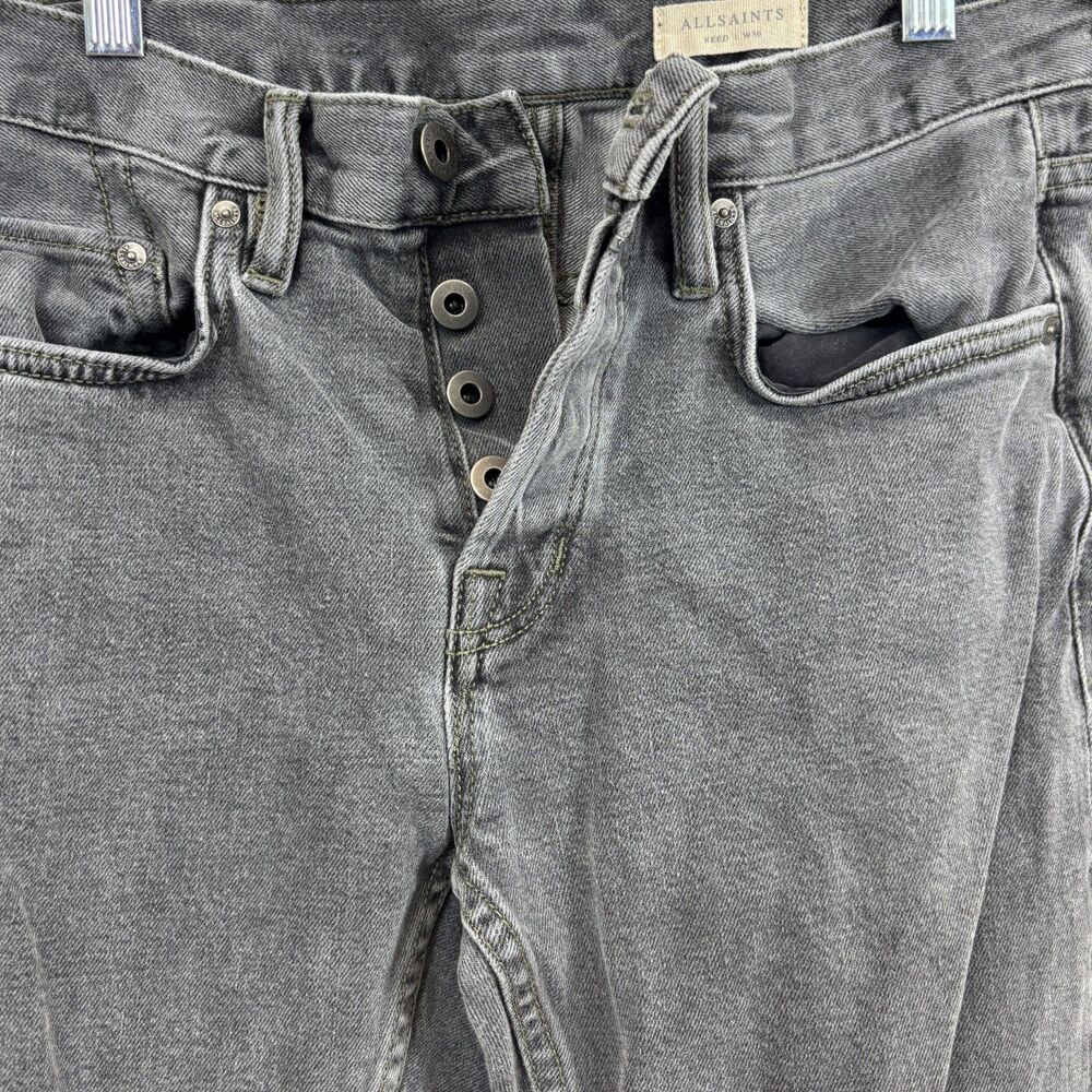 All Saints Reed Jeans Gray Grey Mens Sz 30 x 32 Button Fly